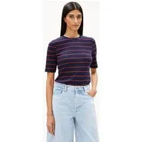 ARMEDANGELS ARMEDANGELS JAANISARA FINE STRIPE Damen T-Shirt aus Bio-Baumwoll Mix, Tinted navy-candy apple, – Produktbild 1 von 1