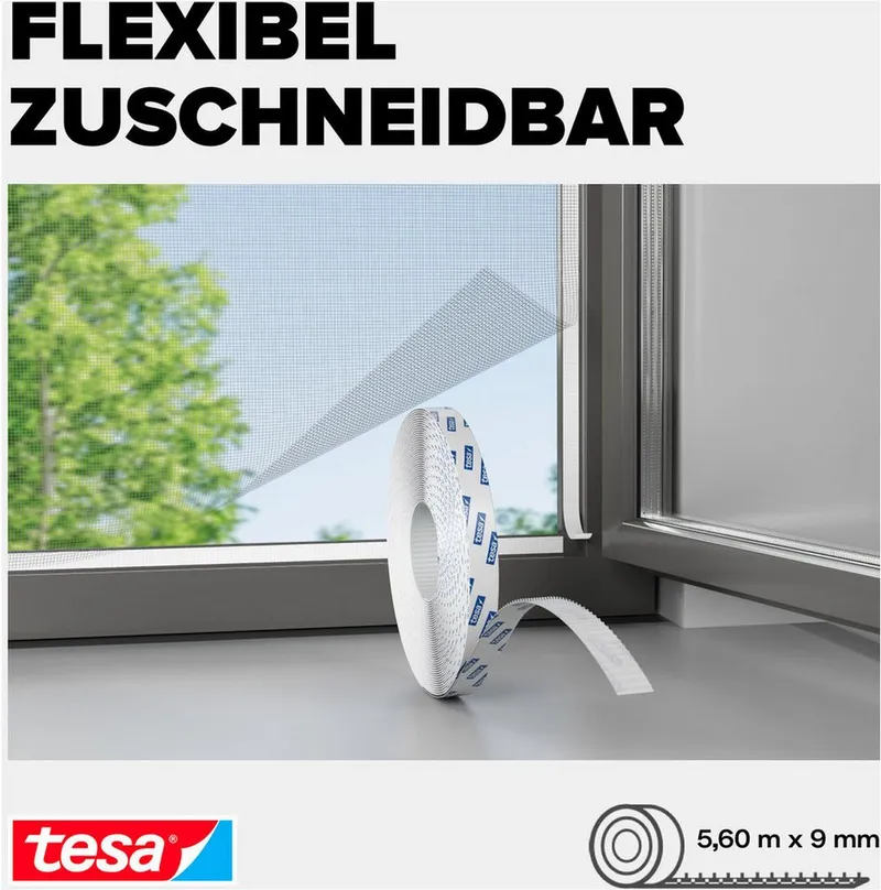 Tesa Tesa Klettband Ersatzrolle für Fliegengitter, 5,6 m x 9 mm, Weiß, – Produktbild 6 von 7