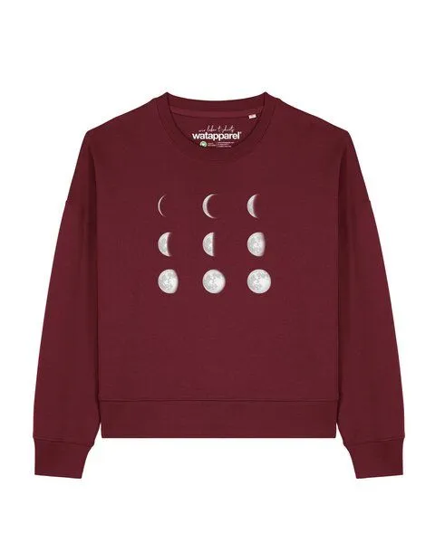 watapparel watapparel Sweatshirt Frauen Moonphases, Burgundy, – Produktbild 1 von 2