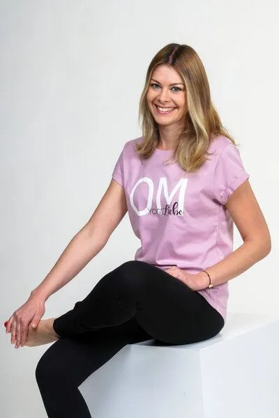 YogiLiebe YogiLiebe Yoga OM Shirt kurzarm - Bio-Baumwolle, Rose, – Produktbild 1 von 4