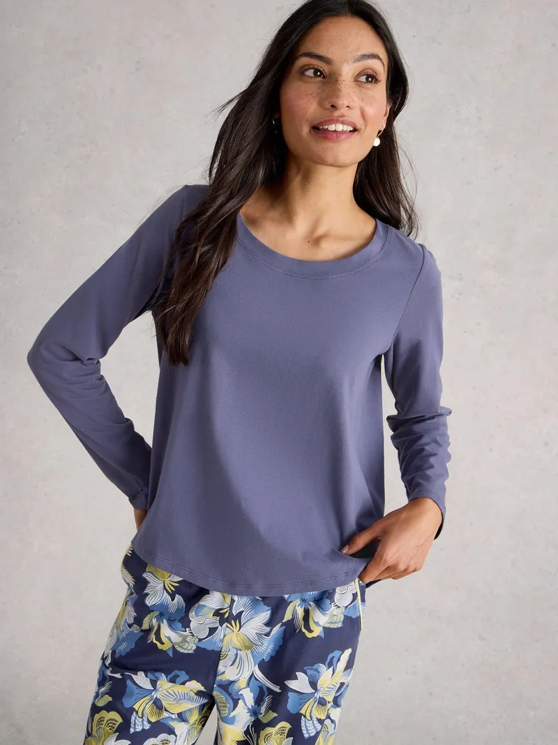 White Stuff Pyjamatop Eva aus Jersey - S, Violett, – Produktbild 1 von 4