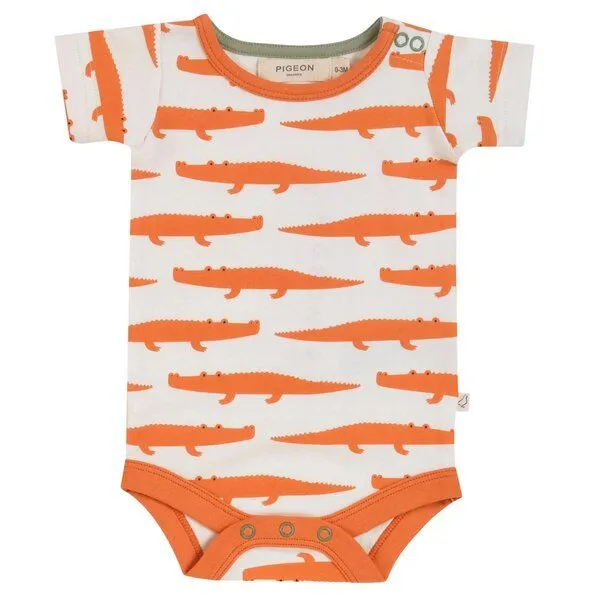 Pigeon by Organics for Kids Pigeon by Organics for Kids Kinder-Kurzarmbody mit Aufdruck, Orange (krokodilaufdruck), – Produktbild 1 von 1