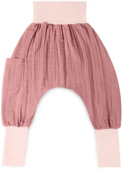 Mababu Mababu Musselin Pumphose | GOTS-zertifiziert | Bio-Baumwolle | Größen 1-5 Jahre | 4 Farben, Dusty rose/pink, – Produktbild 2 von 4