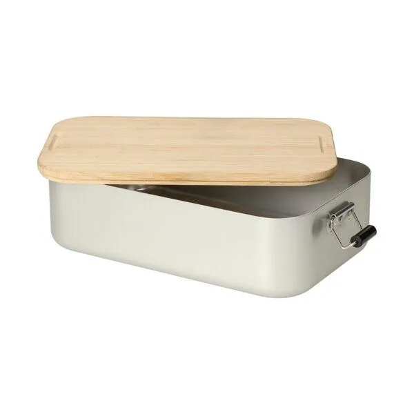 elasto elasto Vorratsdose 'Bamboo' groß - aluminium Brotdose inkl. Schneidebrett, Silber, – Produktbild 4 von 4