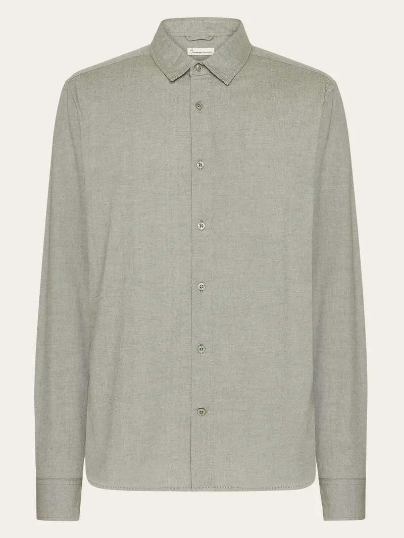 KnowledgeCotton Apparel KnowledgeCotton Apparel Herren vegan Hemd Light Twill Burned Olive, Olivgrün, – Produktbild 1 von 2