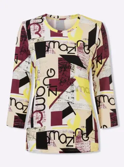 Witt Print-Shirt limone-burgund-bedruckt – Produktbild 1 von 1