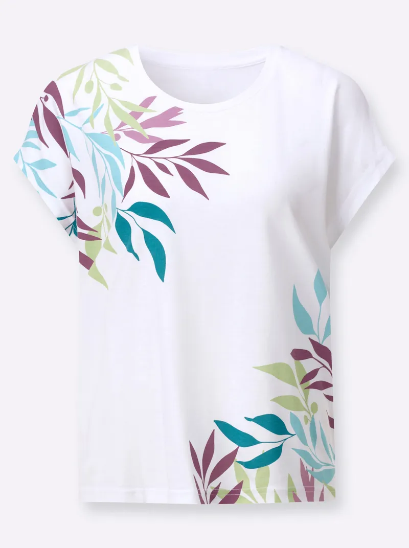 Witt Rundhalsshirt weiß-aquamarin-bedruckt, Weiß-aquamarin-bedruckt, – Produktbild 2 von 2