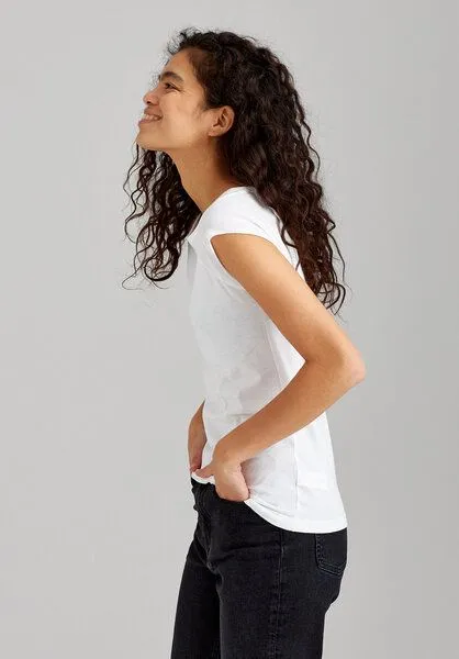 THOKKTHOKK ThokkThokk TT01 Cap Sleeve T-Shirt Damen (GOTS, vegan, Bio-Baumwolle), Weiss, – Produktbild 3 von 6