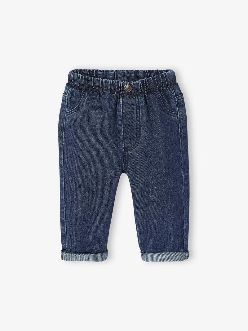 Vertbaudet Baby Jeans mit Dehnbund BASIC, Dunkelblau, – Produktbild 2 von 5