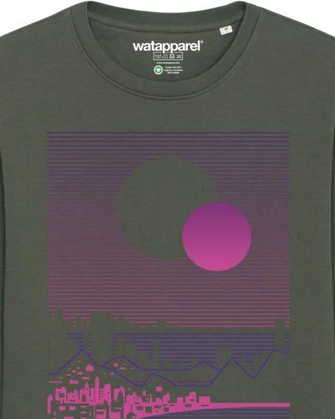 watapparel watapparel Sweatshirt Unisex Sun and Moon Skyline, Khaki, – Produktbild 3 von 3