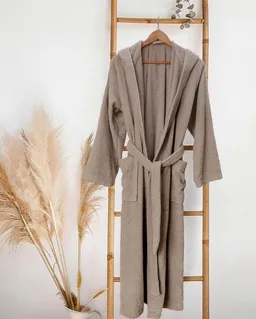 NATURAWALK NATURAWALK Bademantel mit Kapuze | Classic | Tan | 100% Bio-Baumwolle | unisex | lang – Produktbild 1 von 1