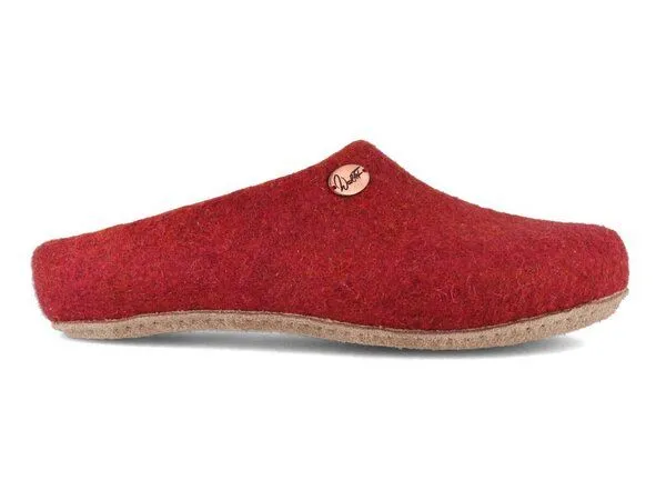 WoolFit WoolFit Sommerpantoffeln 'Step' - handgefilzte Fair Trade Filz-Hausschuhe - extra dünn und ultra leicht, Rot / orange, – Produktbild 2 von 4