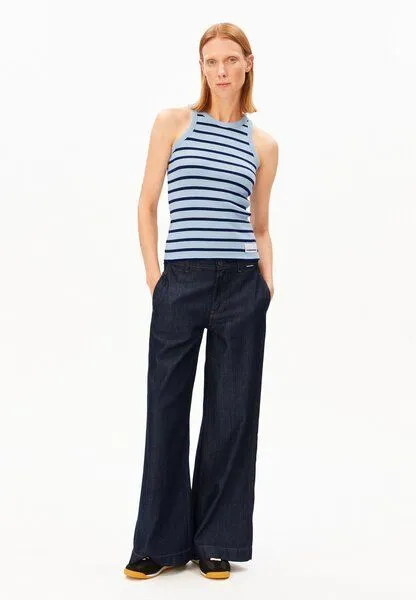 ARMEDANGELS ARMEDANGELS KANITAA STRIPES Damen Ripp-Top aus Bio-Baumwoll Mix, Blue glow-tinted navy, – Produktbild 3 von 3