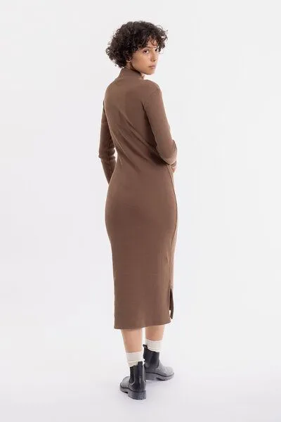 Rotholz Rotholz Mock Neck Kleid aus Rippenstrick, Braun, – Produktbild 4 von 4