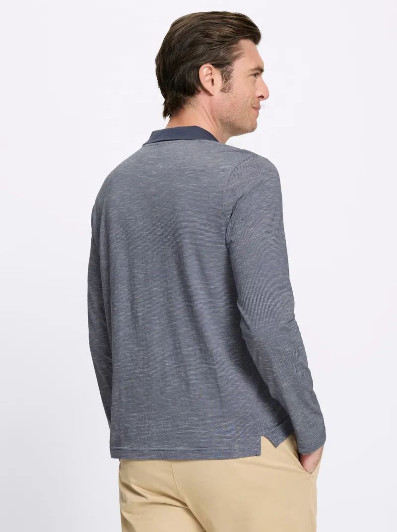 Catamaran Langarm-Poloshirt rauchblau-meliert, Rauchblau-meliert, – Produktbild 2 von 2