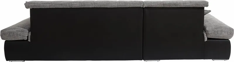 DOMO collection Ecksofa MORIC 300x172 cm, XXL-Sofa mit viel Platz, L-Form, auch in Cord, wahlweise mit Bettfunktion und Armteilverstellung. Schwarz-weiß-grau, Grau|schwarz, – Produktbild 3 von 8