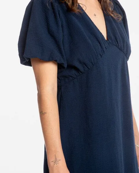 MATONA Matona Midikleid | V-Neck Dress | aus Bio-Baumwolle | GOTS-zertifiziert, Navy, – Produktbild 3 von 4
