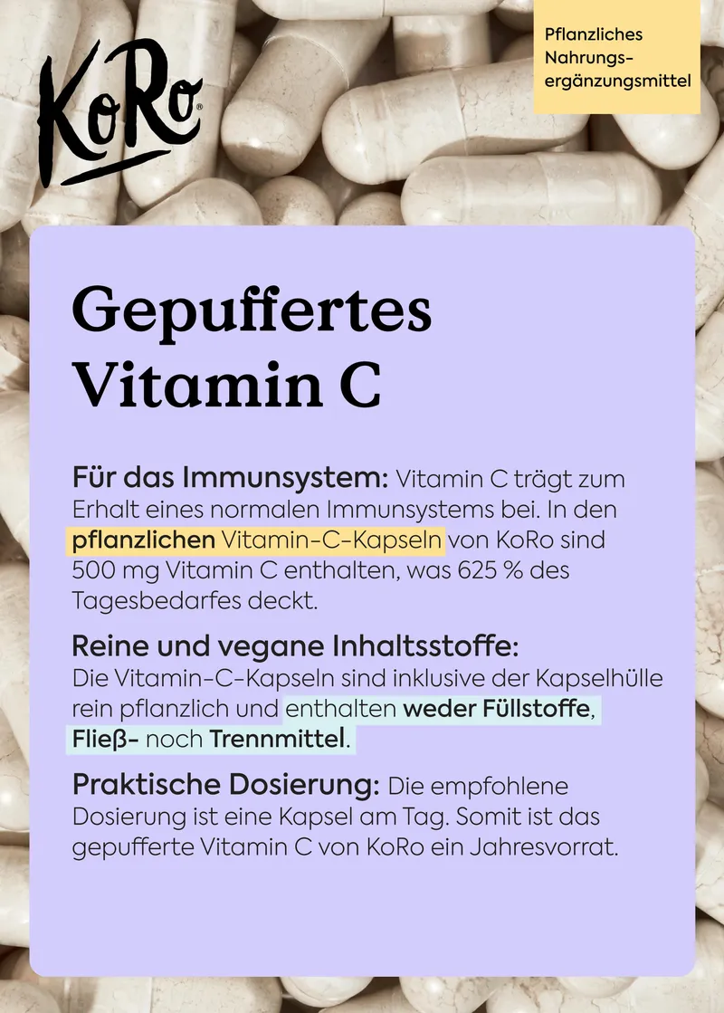 KoRo Gepuffertes Vitamin C Kapseln 365 Stück – Produktbild 3 von 5