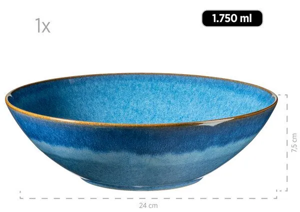 Mäser Mäser Salatschüssel-Set 7-tlg. "Ossia" Steinzeug, Blau, – Produktbild 3 von 5