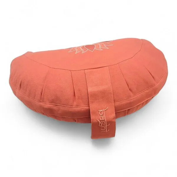 BAGHI BAGHI Meditationskissen Halbmond Lotus Bestickung - aus Bio-Baumwolle kbA Sitzhöhe 14 cm, Flamingo, – Produktbild 4 von 4