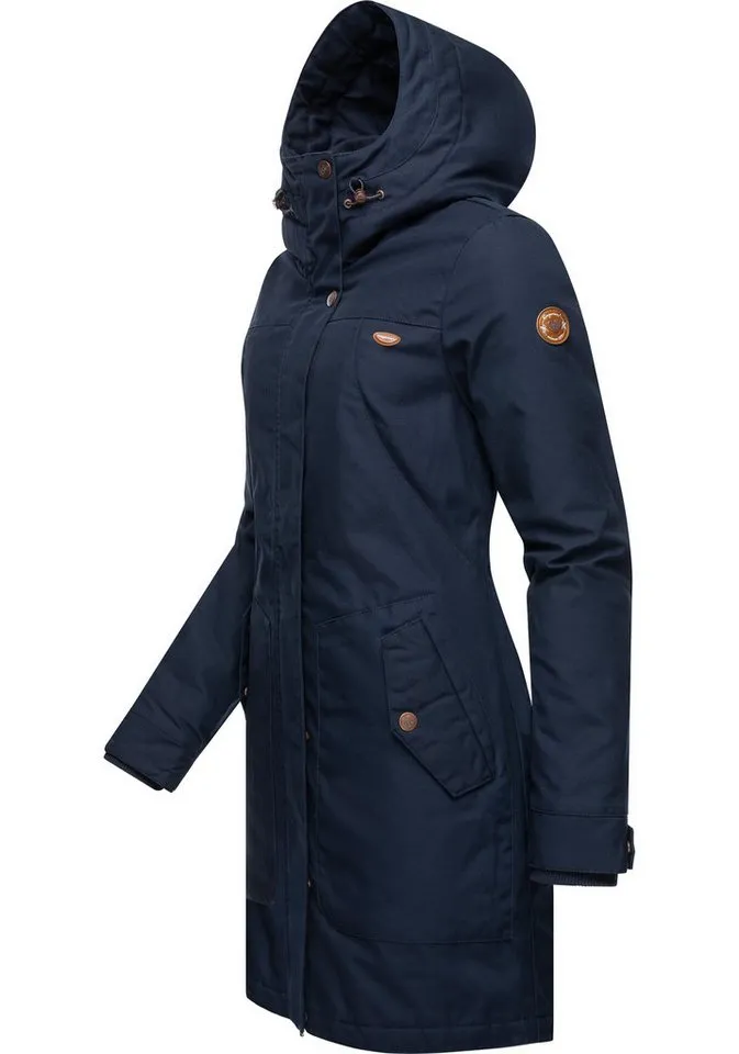 ragwear ragwear Wintermantel Jannisa stylischer Damen Winterparka mit Kapuze, Blau, – Produktbild 3 von 4