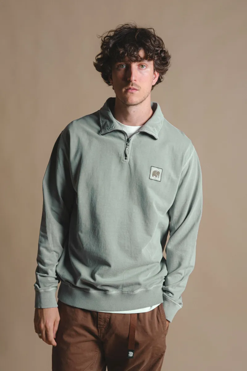 Trendsplant Trendsplant Herren vegan Pullover Quarter Zip Sauce Pigment Silber Grün, Hellgrün, – Produktbild 2 von 2