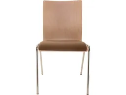 Besucherstuhl "A45" Buche, Gestell verchromt, Sitzpolster braun – Produktbild 1 von 1