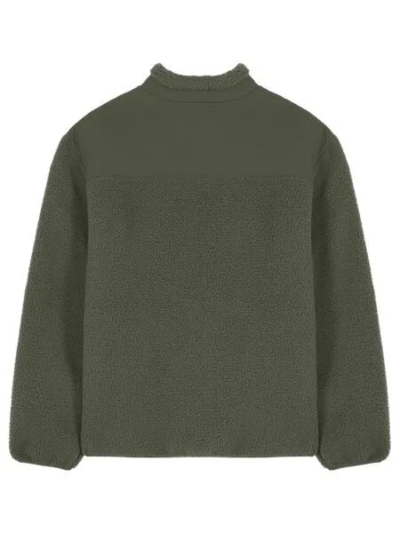 YTWOO YTWOO Relaxed- Fit Sherpajacke Unisex aus 100% Recyceltem Polyester, Khaki, – Produktbild 3 von 4