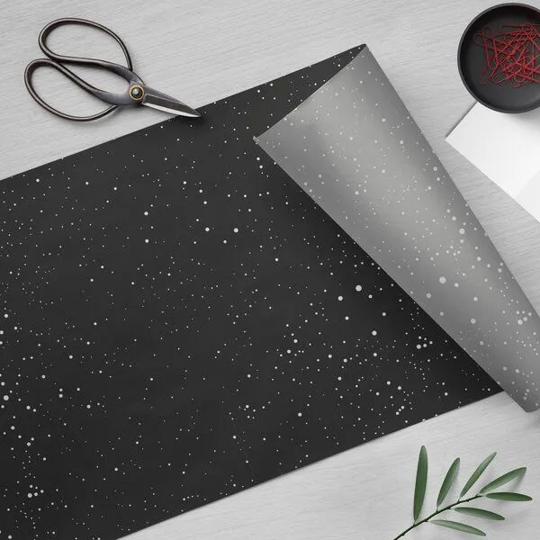 Fines Papeterie Fines Papeterie 10m Seidenpapier STERNENHIMMEL dunkelblau mit hellen Punkten handgezeichnet auf Rolle – Produktbild 1 von 4