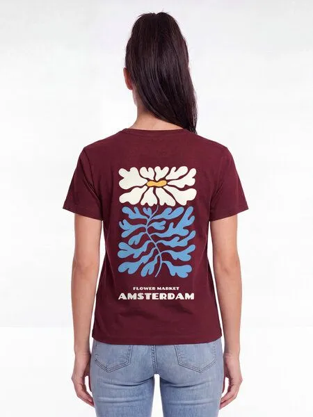 watapparel watapparel T-Shirt Frauen Amsterdam Flora, Burgundy, – Produktbild 2 von 3