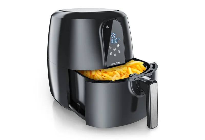 Arendo Heißluftfritteuse XXL Airfryer 5,2 Liter, bis 200 Grad, 3D Umluftsystem, Display, 1800 W, Fritteuse, Heissluftfritteuse, Frittieren ohne Öl, Timer, 7 Programme, Schwarz, – Produktbild 1 von 5