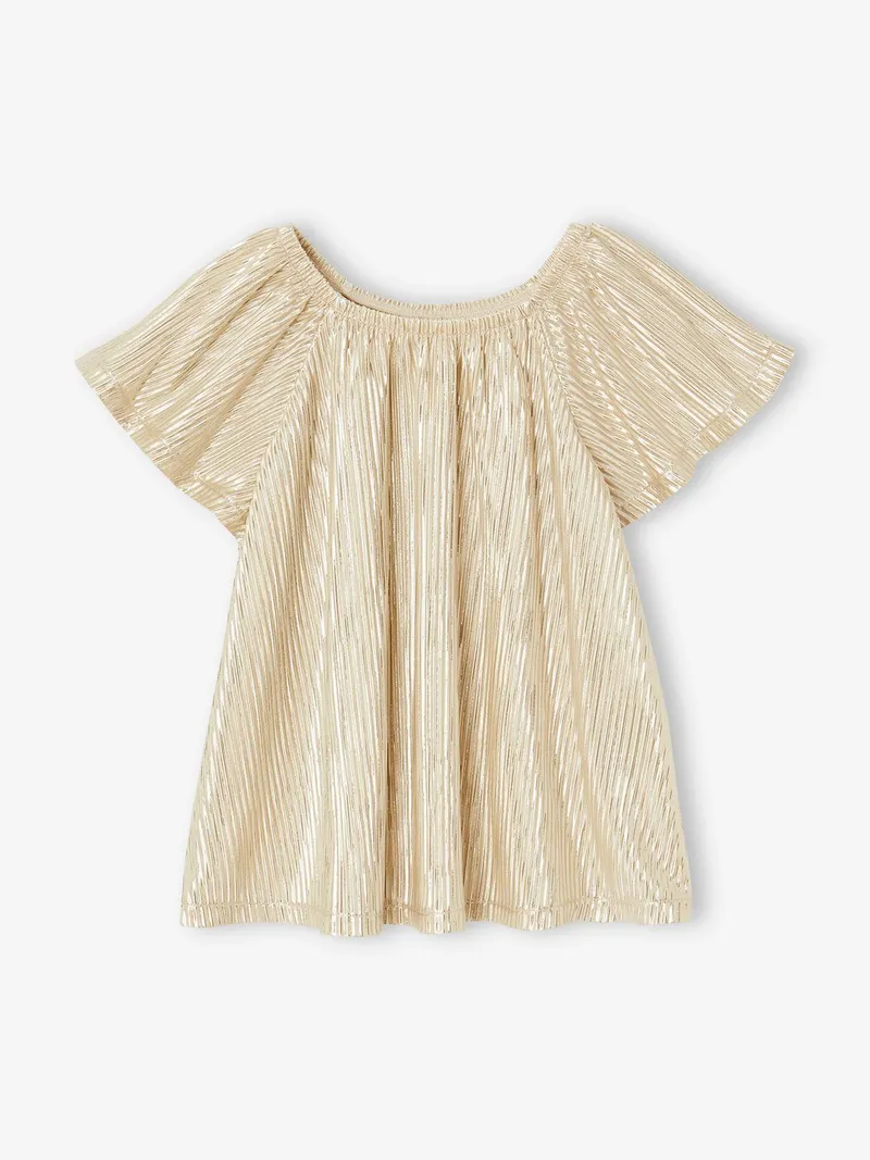 Vertbaudet Festliche Mädchen Bluse mit Plisseefalten, Gold, – Produktbild 1 von 2