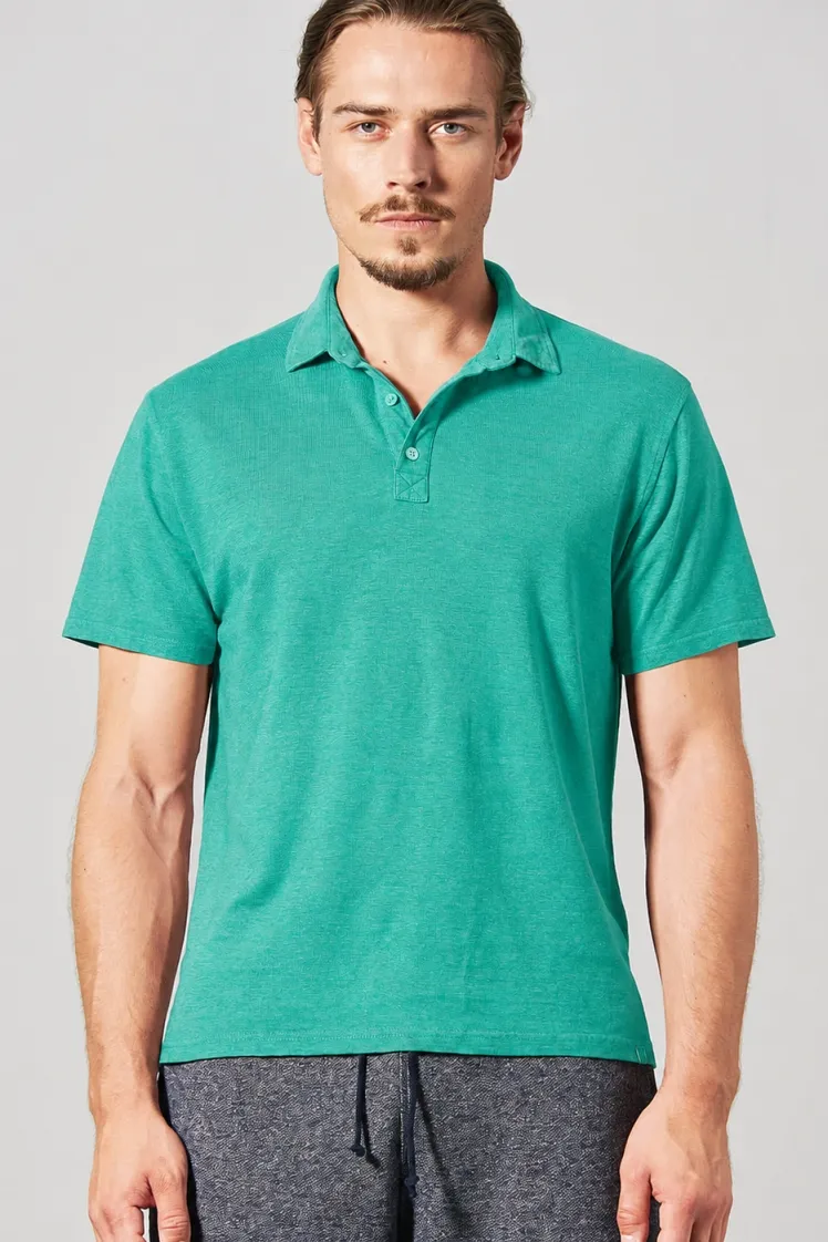 HempAge Hempage Herren vegan Sportliches Polohemd In Smaragdgrün, Grün, – Produktbild 2 von 2