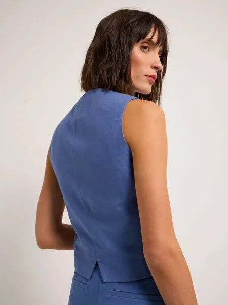 LANIUS Lanius - Weste aus Bio-Baumwolle, Leinen und TENCEL Modal, Blau (blue), – Produktbild 4 von 4