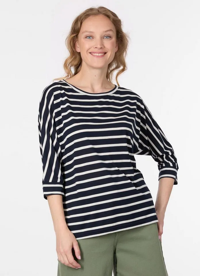 ragwear ragwear 3/4-Arm-Shirt SHIMONA STRIPES Viskosemischung mit gestreifter Optik, Blau, – Produktbild 1 von 2