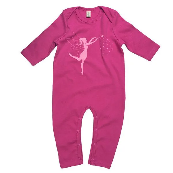 HANDGEDRUCKT HANDGEDRUCKT "Zauberfee" Baby Jumpsuit, Hot pink, – Produktbild 1 von 3