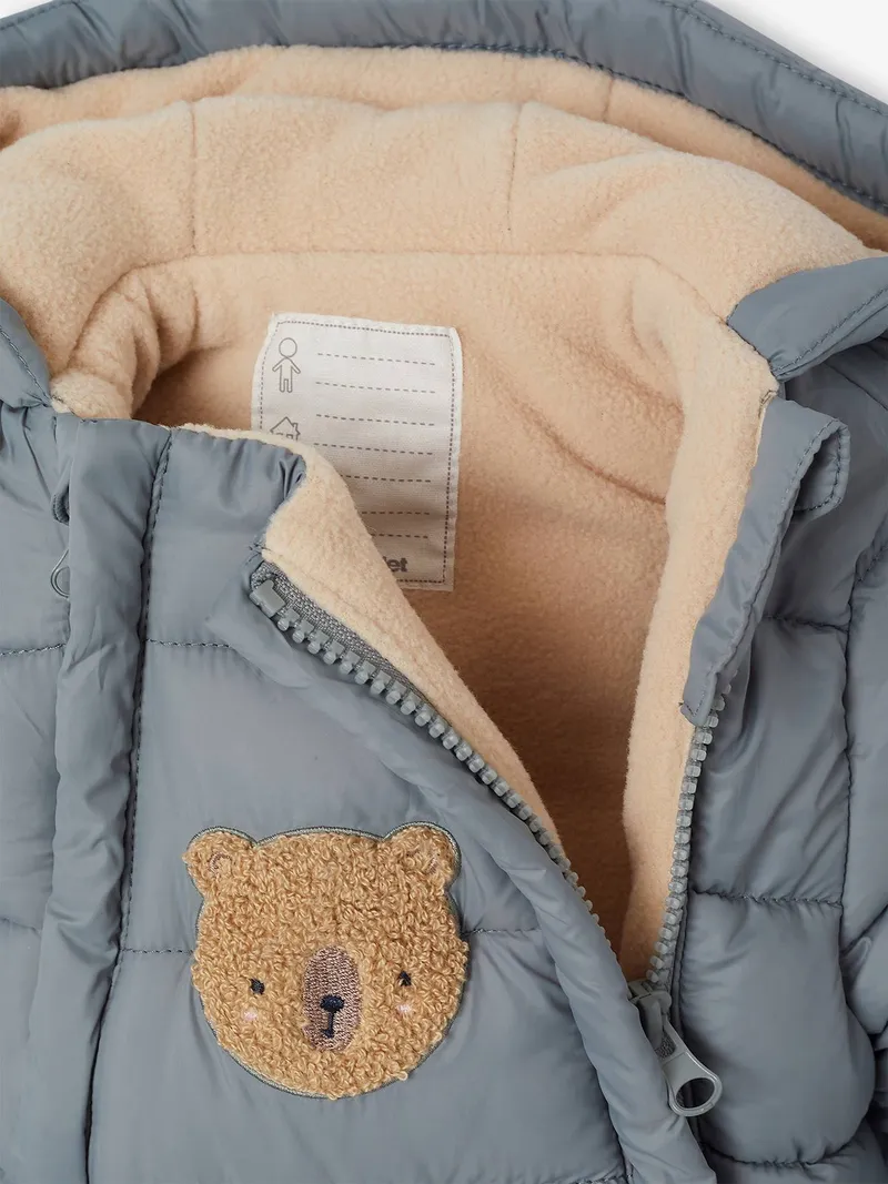 Vertbaudet Vertbaudet Baby Winter-Overall mit Bär-Applikation, Salbeigrün, – Produktbild 3 von 4