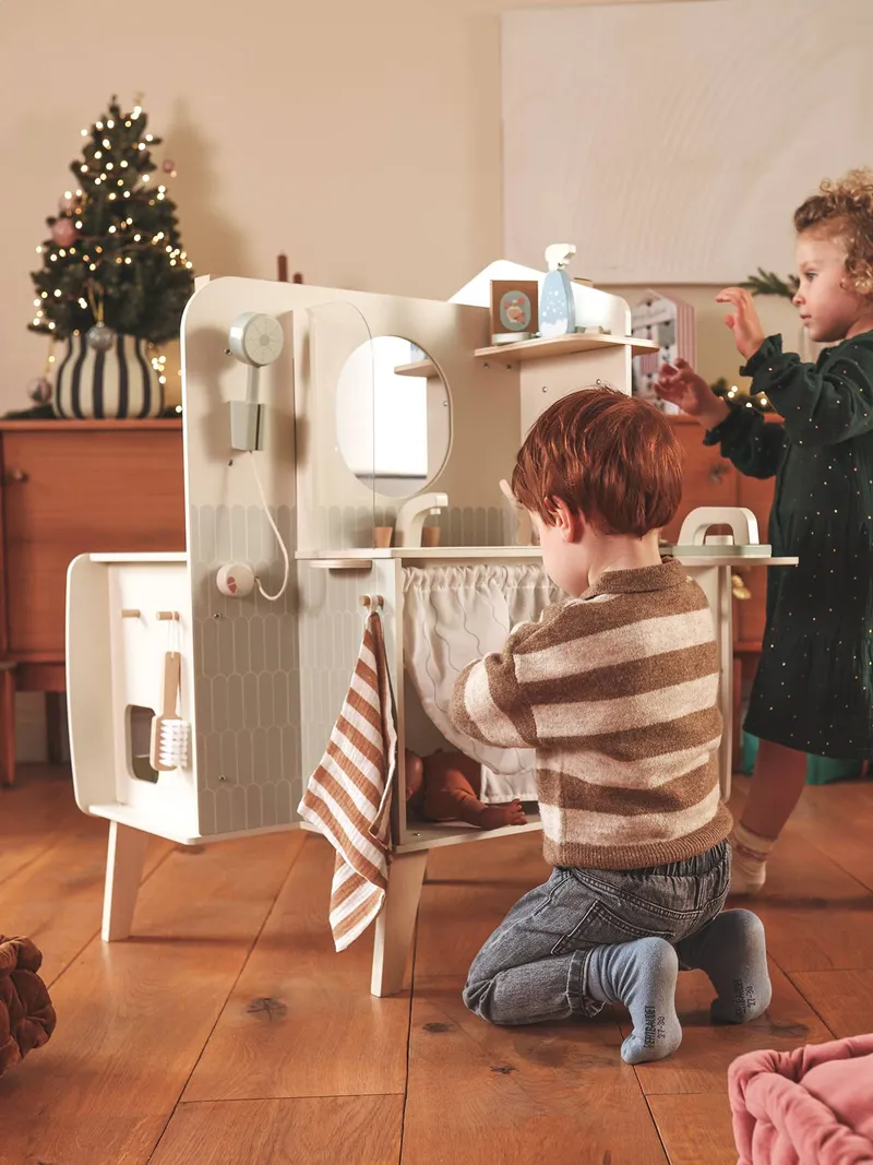 Vertbaudet Vertbaudet Kinder Spielstudio 360° mit Spielküche, Wollweiß, – Produktbild 2 von 4
