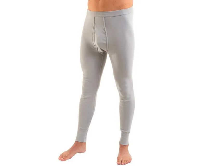 HERMKO Lange Unterhose Long Johns, lange Unterwäsche, Underwear Tights mit Eingriff,100 % Bio-Baumwolle, Weichbund, elast. Beinabschlüsse, Grau, – Produktbild 2 von 3
