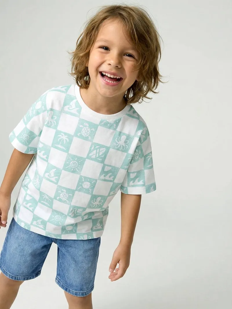 Vertbaudet T-Shirt Jungen, Aqua, – Produktbild 2 von 4