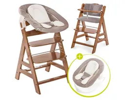 Hauck Hauck Hochstuhl Alpha Plus Newborn Set - Walnut, Holz Babyhochstuhl ab Geburt inkl. Neugeborenenaufsatz & Sitzauflage – Produktbild 1 von 1