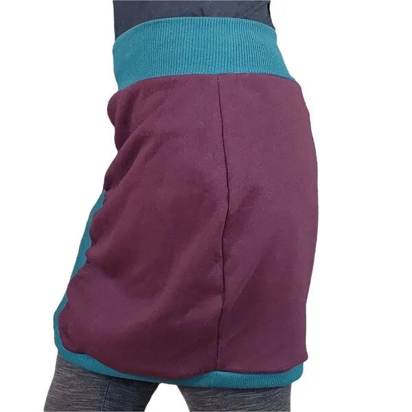 liebewicht Bio Sweatrock Ballonrock liebewicht 3 Längen nach Wahl, Bordeaux/ grün, – Produktbild 3 von 5