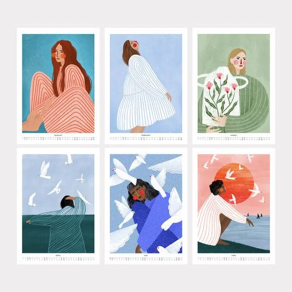 Photocircle Photocircle Modern Muse Wandkalender 2027 – Feminine Fashion Illustrationen & moderne Kunst – Produktbild 3 von 4