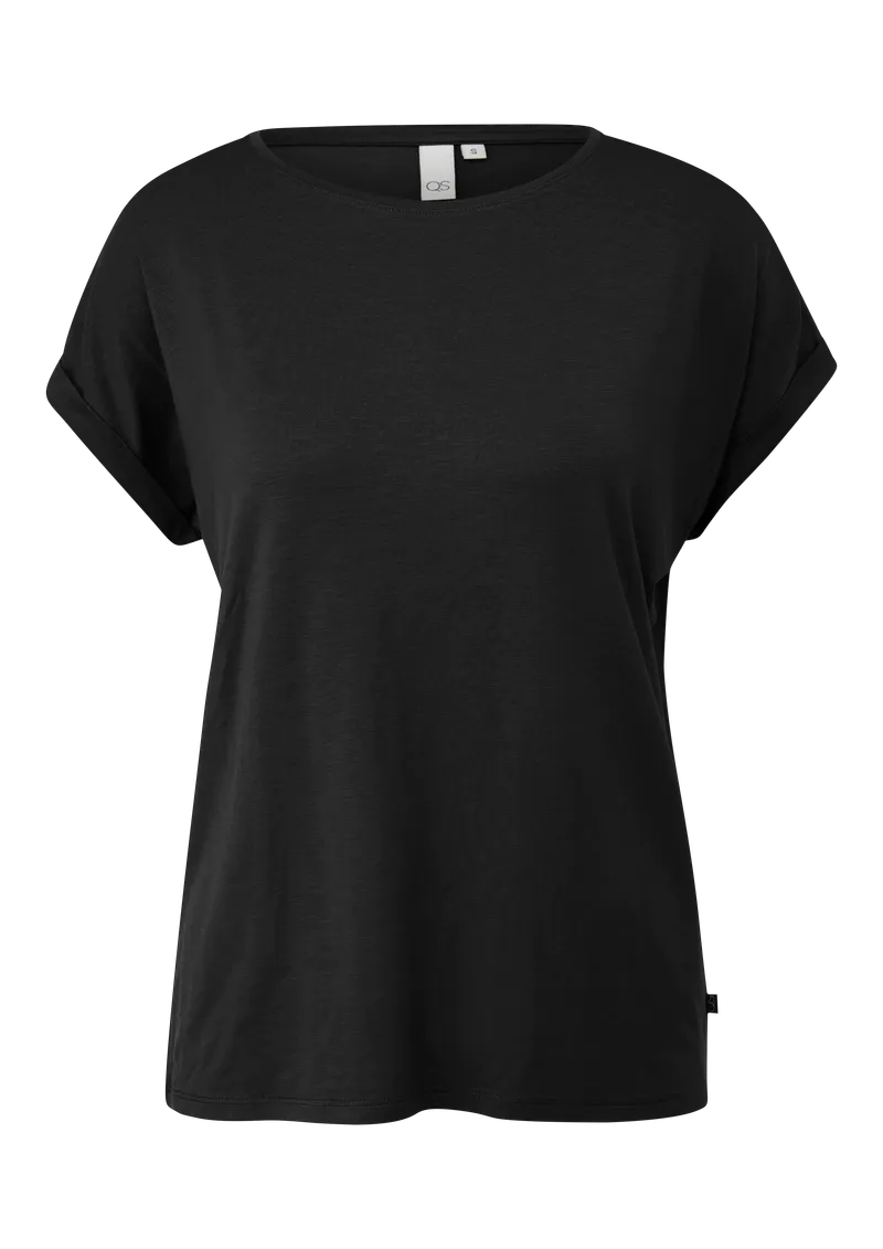 QS QS T-Shirt aus Lyocellmix, Schwarz, – Produktbild 1 von 3