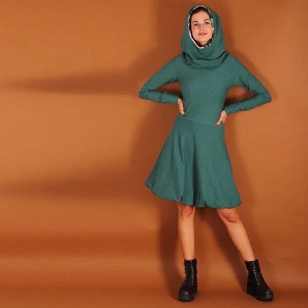 ManduTrap ManduTrap Ballonkleid aus Bio-Baumwolle kbA mit Kapuze/Hoodie, Grün, – Produktbild 4 von 4