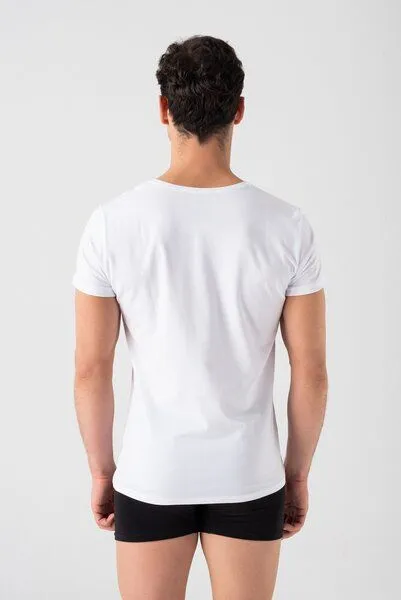 Burnell & Son Burnell & Son Unterhemd Herren 3er Pack mit Rundhals - Extra Lang mit Kurzarm Basic Slim Fit, Weiss, – Produktbild 4 von 4