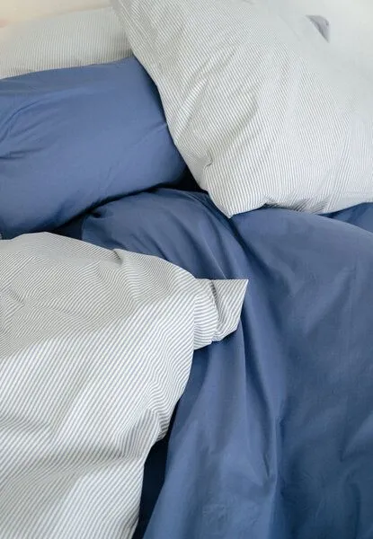 MELA MELA Perkal Kopfkissenbezug MAJULI Stripes, Blau / naturweiss gestreift, – Produktbild 4 von 4