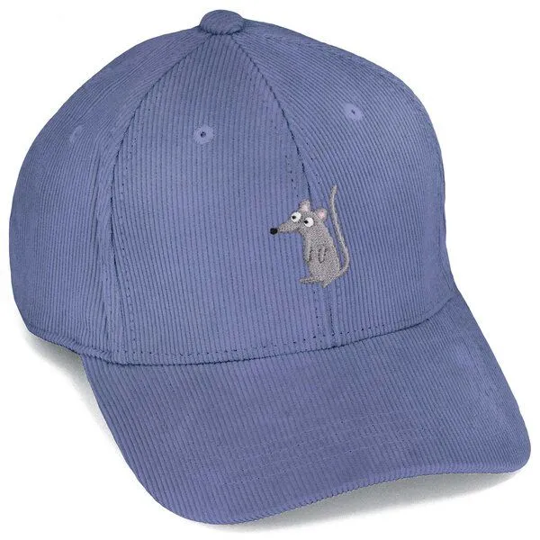 LIGARTI Bestickte Cord Cap – Murat die Maus – LIGARTI Tiermanufaktur, Taubenblau, – Produktbild 1 von 4