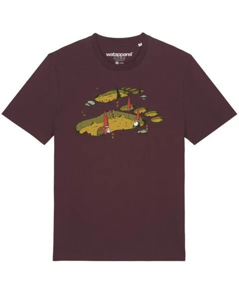 watapparel watapparel T-Shirt Unisex Gnome Footprint, Red brown, – Produktbild 1 von 3