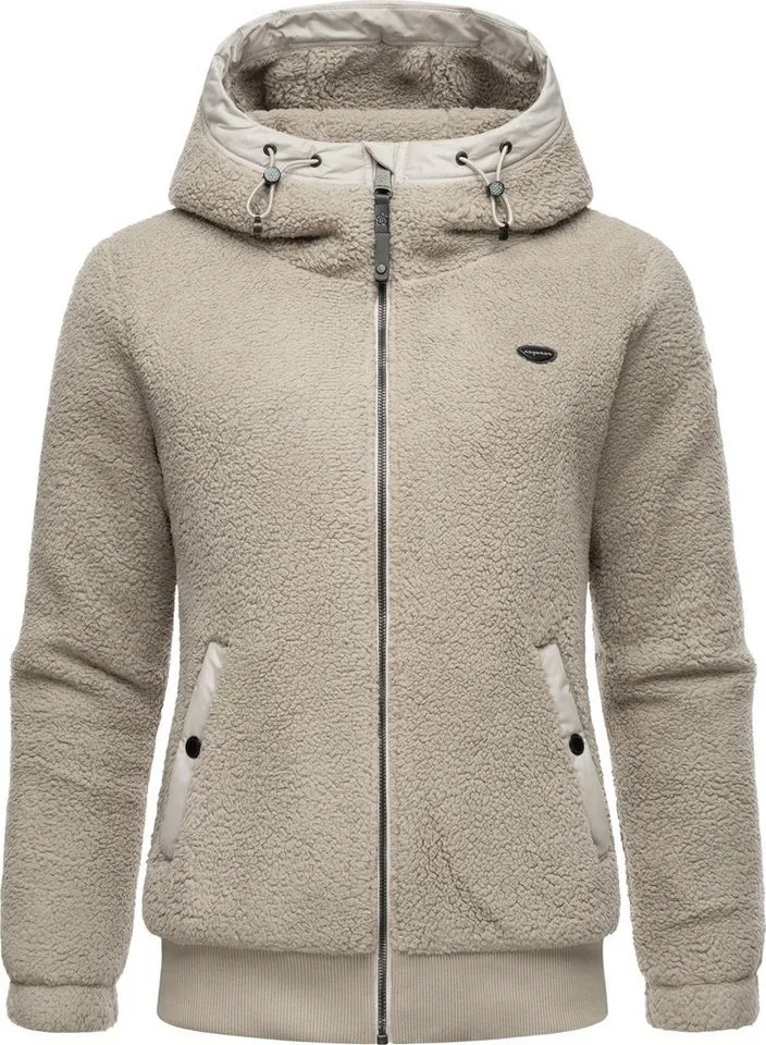 ragwear ragwear Outdoorjacke Cousy Short flauschige Übergangsjacke mit Teddyfell und Kapuze, Braun, – Produktbild 2 von 5